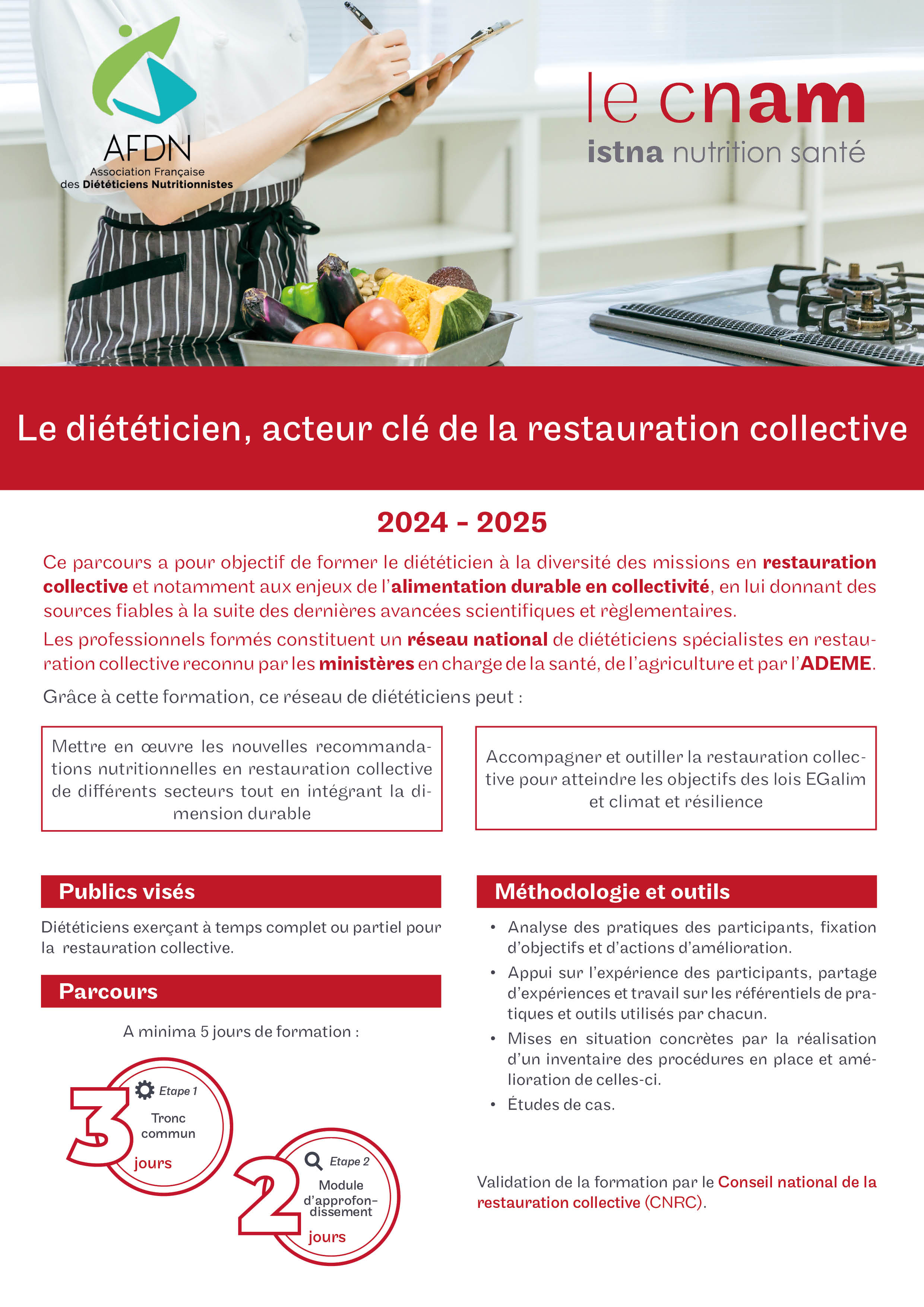 Plaquette de formation du Cnam-ISTNA : Le diététicien, acteur clé de la restauration collective